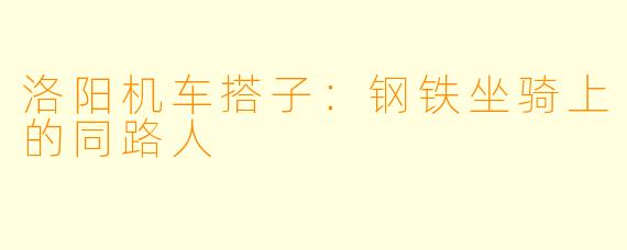洛阳机车搭子：钢铁坐骑上的同路人