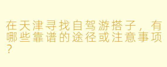 在天津寻找自驾游搭子，有哪些靠谱的途径或注意事项？