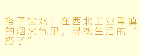 搭子宝鸡：在西北工业重镇的烟火气里，寻找生活的“搭子”