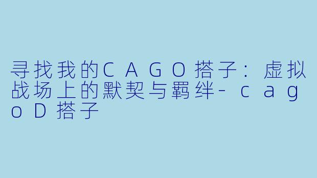 寻找我的CAGO搭子:虚拟战场上的默契与羁绊-cagoD搭子