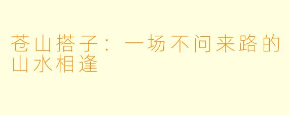 苍山搭子：一场不问来路的山水相逢