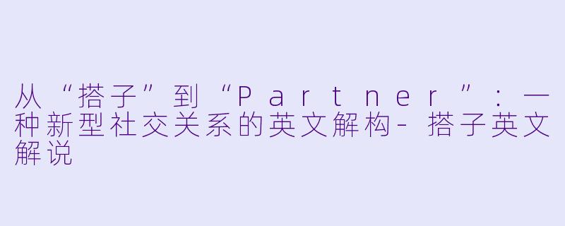 从“搭子”到“Partner”：一种新型社交关系的英文解构-搭子英文解说