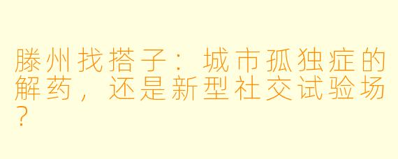 滕州找搭子：城市孤独症的解药，还是新型社交试验场？