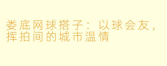 娄底网球搭子：以球会友，挥拍间的城市温情