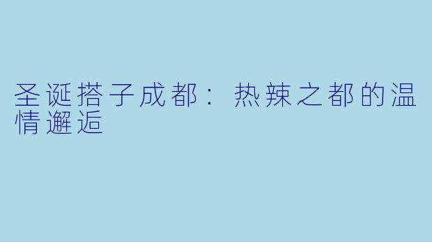 圣诞搭子成都：热辣之都的温情邂逅