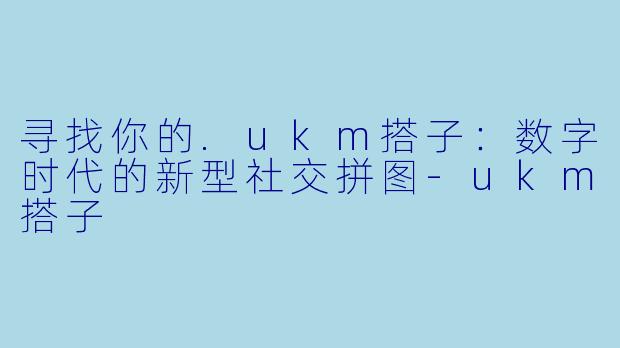 寻找你的.ukm搭子：数字时代的新型社交拼图-ukm搭子