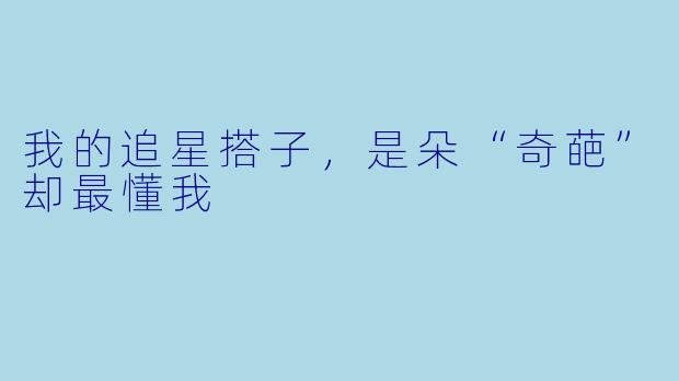 我的追星搭子,是朵“奇葩”却最懂我