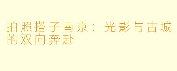 拍照搭子南京：光影与古城的双向奔赴