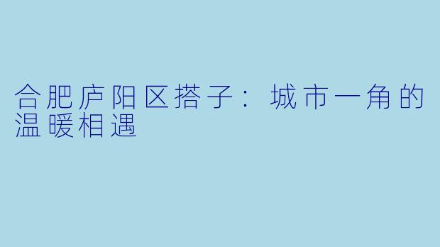 合肥庐阳区搭子:城市一角的温暖相遇