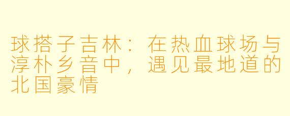 球搭子吉林：在热血球场与淳朴乡音中，遇见最地道的北国豪情