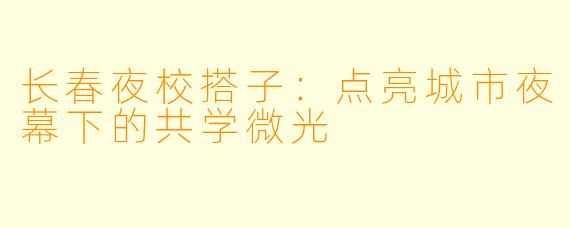 长春夜校搭子：点亮城市夜幕下的共学微光