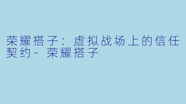荣耀搭子：虚拟战场上的信任契约-荣耀搭子