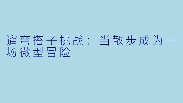 遛弯搭子挑战：当散步成为一场微型冒险