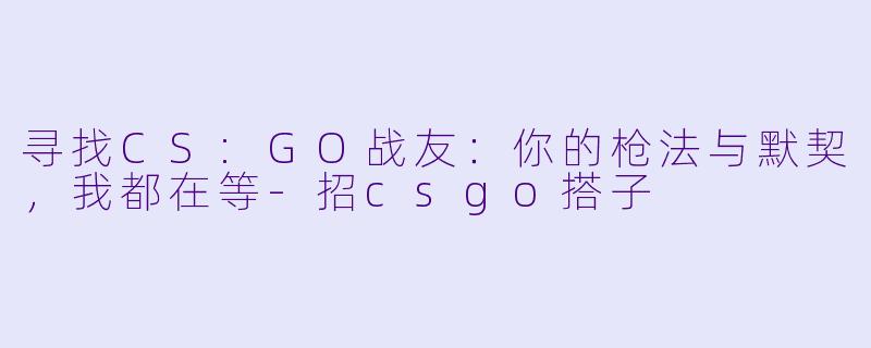 寻找CS:GO战友：你的枪法与默契，我都在等-招csgo搭子