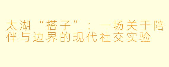 太湖“搭子”:一场关于陪伴与边界的现代社交实验