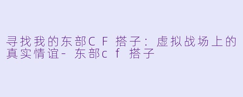 寻找我的东部CF搭子：虚拟战场上的真实情谊-东部cf搭子
