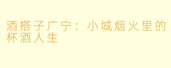酒搭子广宁：小城烟火里的杯酒人生
