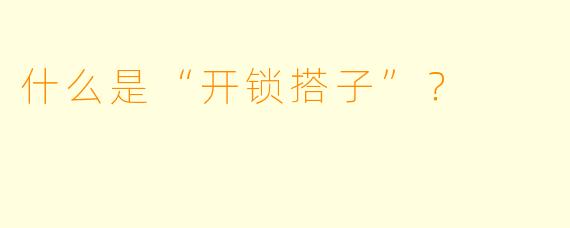 什么是“开锁搭子”？
