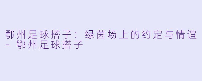 鄂州足球搭子：绿茵场上的约定与情谊-鄂州足球搭子