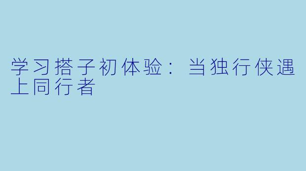 学习搭子初体验：当独行侠遇上同行者