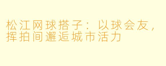 松江网球搭子:以球会友,挥拍间邂逅城市活力