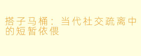 搭子马桶：当代社交疏离中的短暂依偎