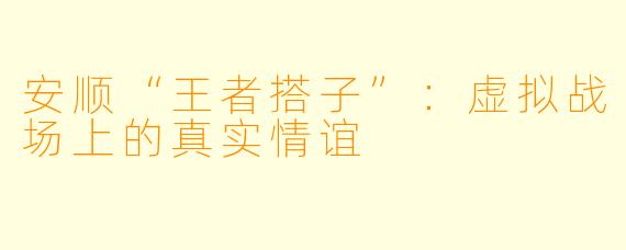 安顺“王者搭子”：虚拟战场上的真实情谊