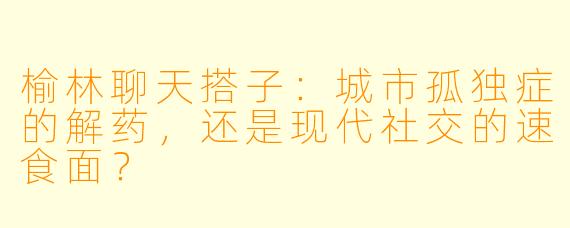 榆林聊天搭子：城市孤独症的解药，还是现代社交的速食面？