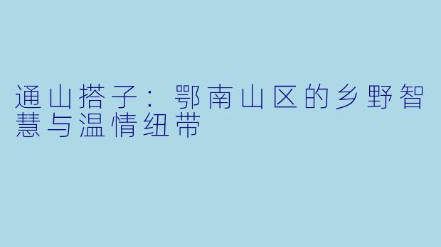 通山搭子：鄂南山区的乡野智慧与温情纽带