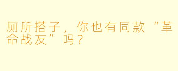 厕所搭子，你也有同款“革命战友”吗？