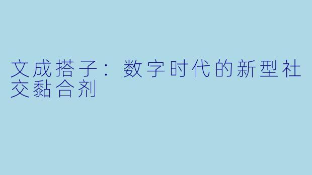 文成搭子：数字时代的新型社交黏合剂