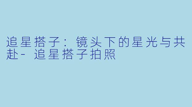追星搭子：镜头下的星光与共赴-追星搭子拍照