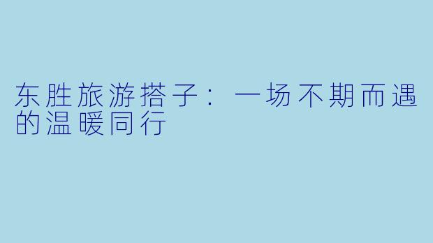 东胜旅游搭子：一场不期而遇的温暖同行
