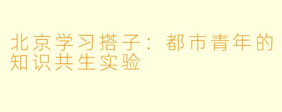 北京学习搭子:都市青年的知识共生实验