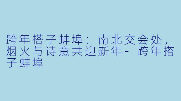 跨年搭子蚌埠：南北交会处，烟火与诗意共迎新年-跨年搭子蚌埠