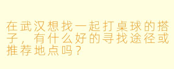 在武汉想找一起打桌球的搭子，有什么好的寻找途径或推荐地点吗？
