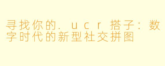寻找你的.ucr搭子：数字时代的新型社交拼图
