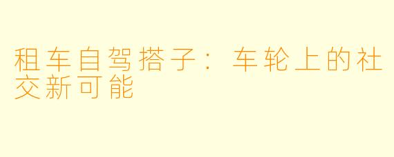 租车自驾搭子：车轮上的社交新可能