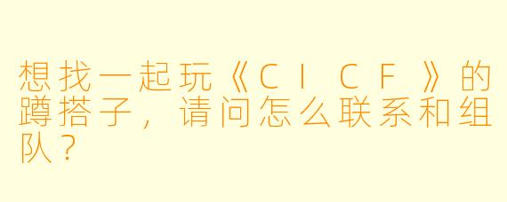 想找一起玩《CICF》的蹲搭子，请问怎么联系和组队？
