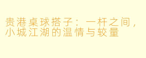 贵港桌球搭子：一杆之间，小城江湖的温情与较量