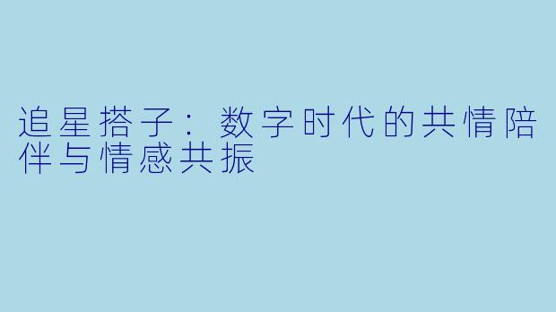 追星搭子：数字时代的共情陪伴与情感共振