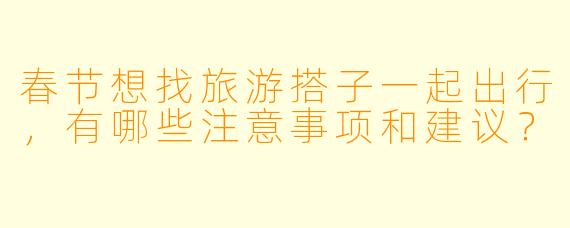 春节想找旅游搭子一起出行，有哪些注意事项和建议？