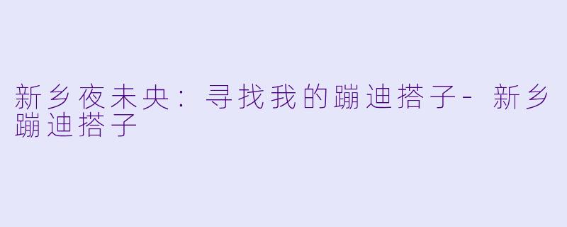 新乡夜未央：寻找我的蹦迪搭子-新乡蹦迪搭子