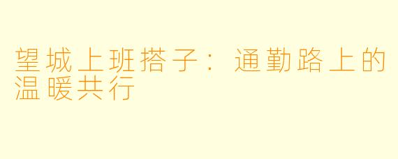 望城上班搭子：通勤路上的温暖共行