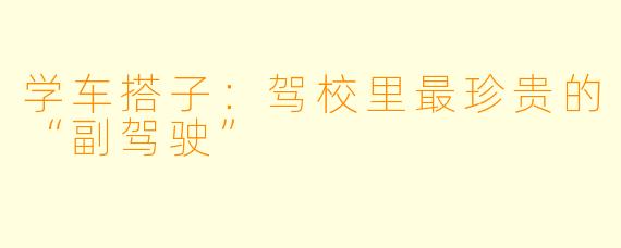 学车搭子：驾校里最珍贵的“副驾驶”