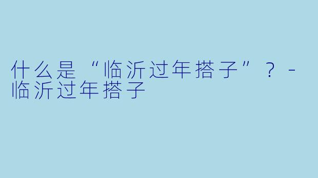 什么是“临沂过年搭子”？-临沂过年搭子