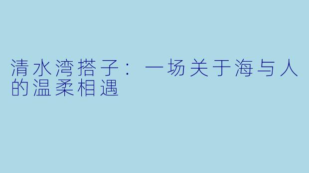 清水湾搭子：一场关于海与人的温柔相遇