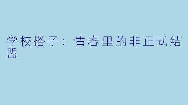 学校搭子：青春里的非正式结盟