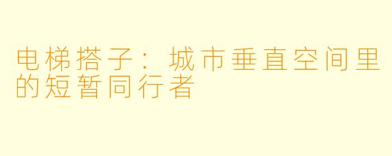 电梯搭子：城市垂直空间里的短暂同行者