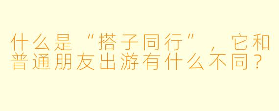 什么是“搭子同行”,它和普通朋友出游有什么不同?